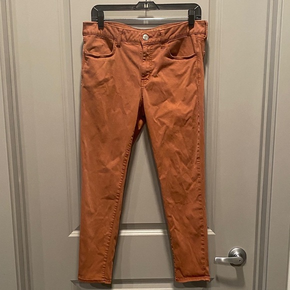 American Eagle Outfitters Womens Terra Cotta Super Stretch Skinny Jeans Size 14S - Picture 1 of 5